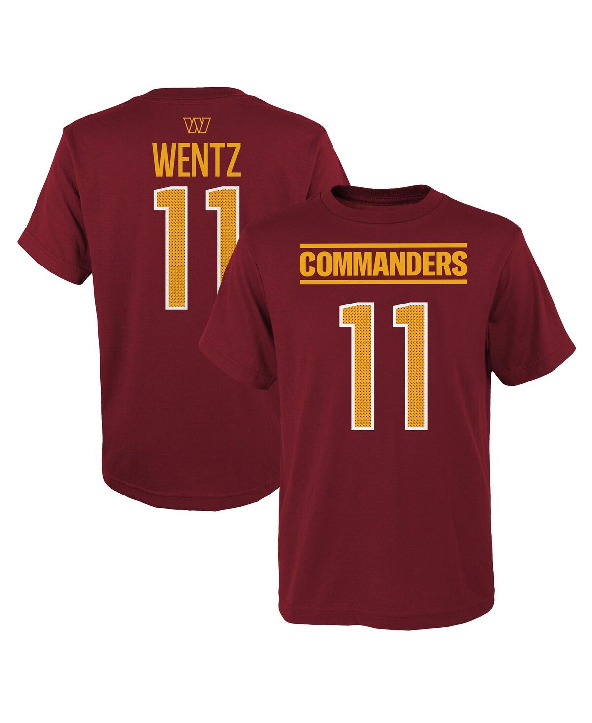 Shop Outerstuff Big Boys Carson Wentz Burgundy Washington Commanders Mainliner Player Name And Number T-shirt