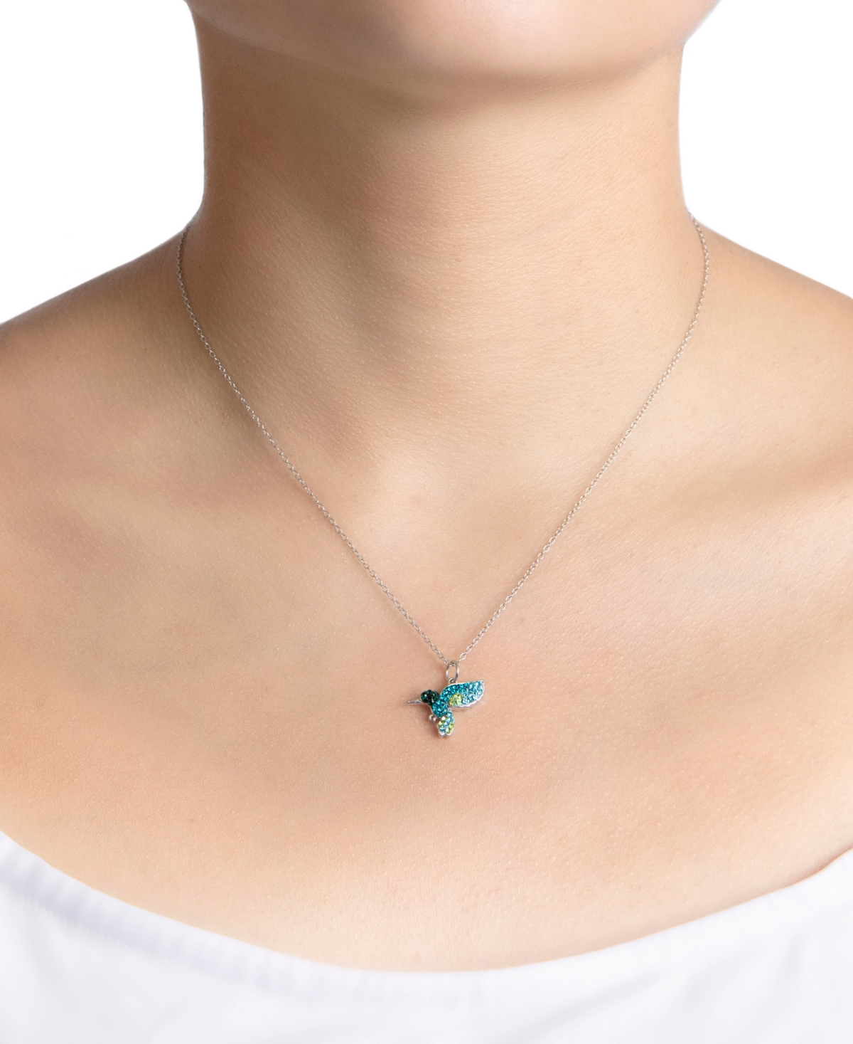 Giani Bernini Crystal Hummingbird Pendant Necklace (0.19 ct. t.w.) - Sterling Silver