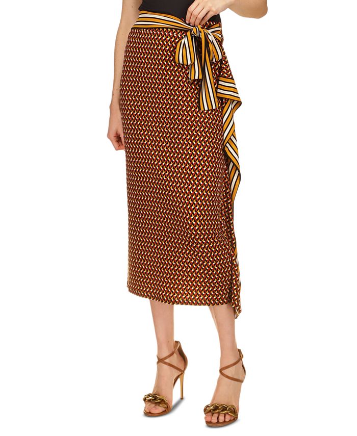 Michael Kors Women's Border Midi Wrap Skirt - Macy's
