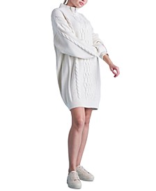 Women's Long Sleeve Zip-Front Cable Sweater Dress