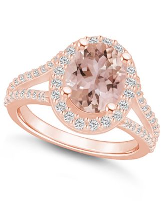 Macy's Morganite (2-1/2 ct. t.w.) and Diamond (3/4 ct. t.w.) Halo Ring ...