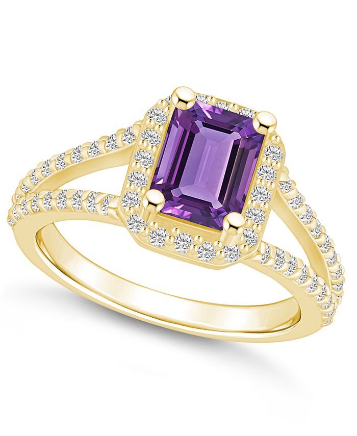 Macy's Amethyst (15/8 ct. t.w.) and Diamond (1/2 ct. t.w.) Halo Ring