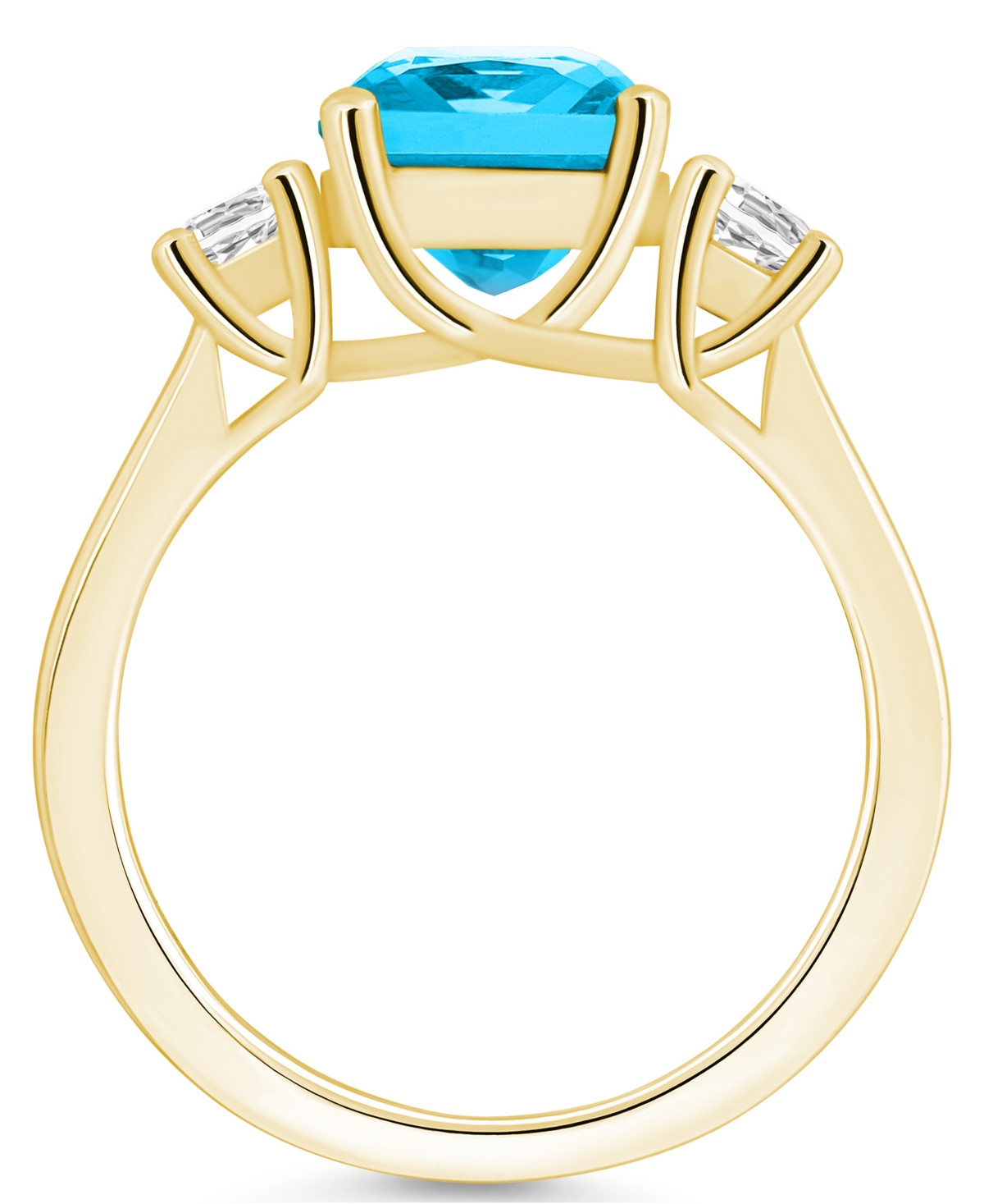 Macy's(2-3/4 ct. t.w.) and Diamond (1/3 ct. t.w.) Ring in 14K Yellow Gold - Blue Topaz
