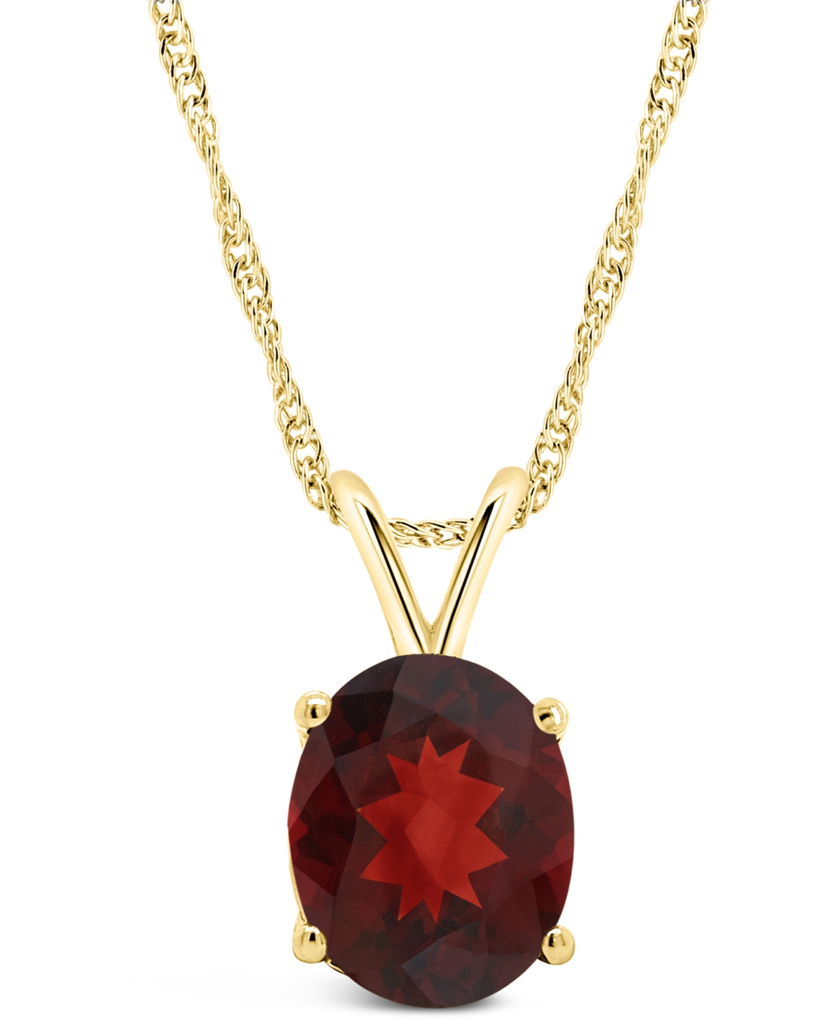Macy's Garnet (3-1/10 Ct. T.w.) Pendant Necklace In 14k Yellow Gold In Red