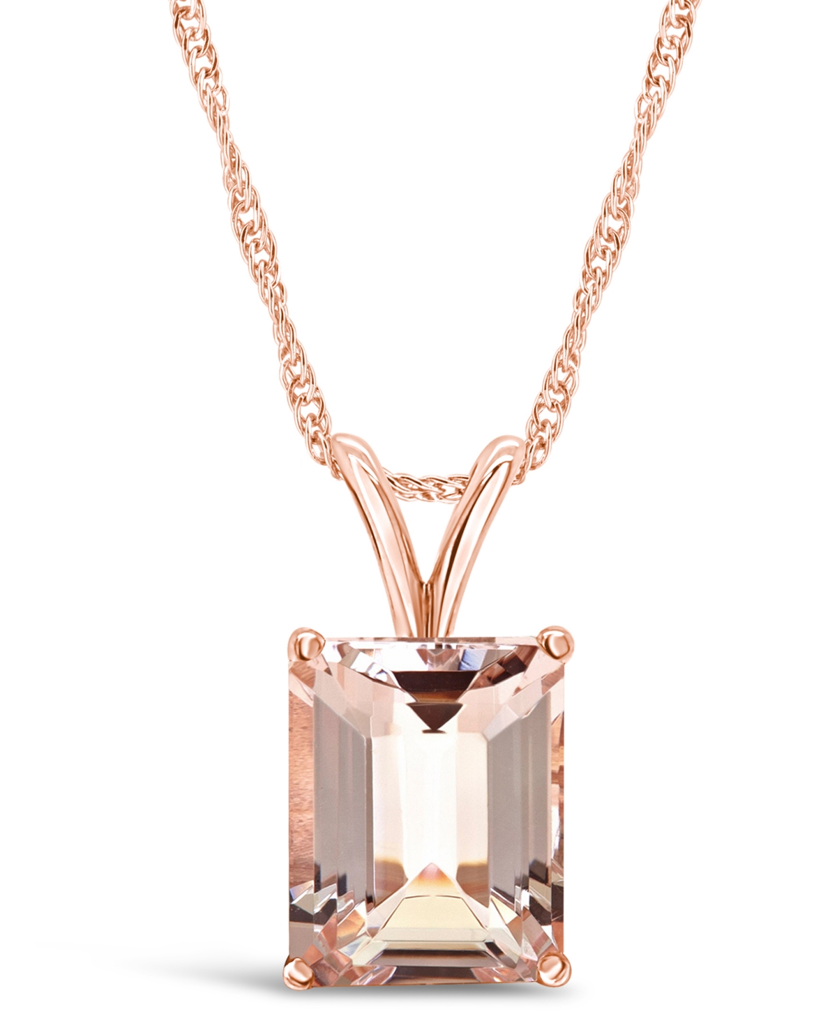 Macy's Morganite (3 Ct. T.w.) Pendant Necklace In 14k Rose Gold In Pink