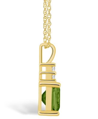 Peridot (2-3/8 Ct. T.W.) and Diamond (1/10 Ct. T.W.) Pendant Necklace in 14K Yellow Gold