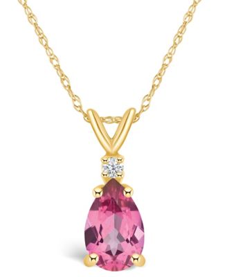 Pink Topaz (1 ct. t.w.) and Diamond Accent Pendant Necklace in 14K White Gold or 14K Yellow Gold
