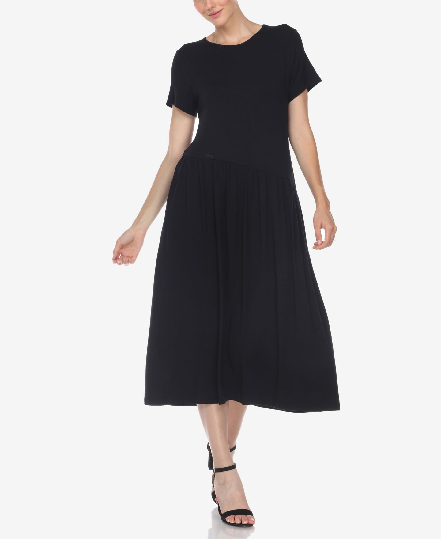 Женское платье White Mark Short Sleeve Asymmetrical Waist Maxi, цвет: Чёрный — фото 3