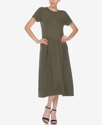 Women's Short Sleeve Asymmetrical Waist Maxi Dress