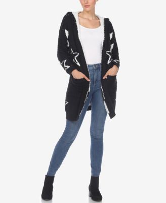 Women's Hooded Open Front Sherpa Cardigan