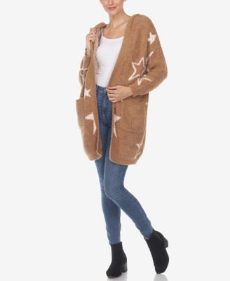 Women's Hooded Open Front Sherpa Cardigan