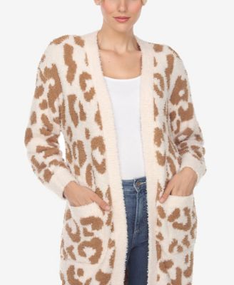 売れ筋商品|||ホワイトマーク ニット&セーター アウター レディース Women's Leopard Print Open Front Sherpa Cardigan Beige White Mark Women's Leopard Print Open Front Sherpa Cardigan