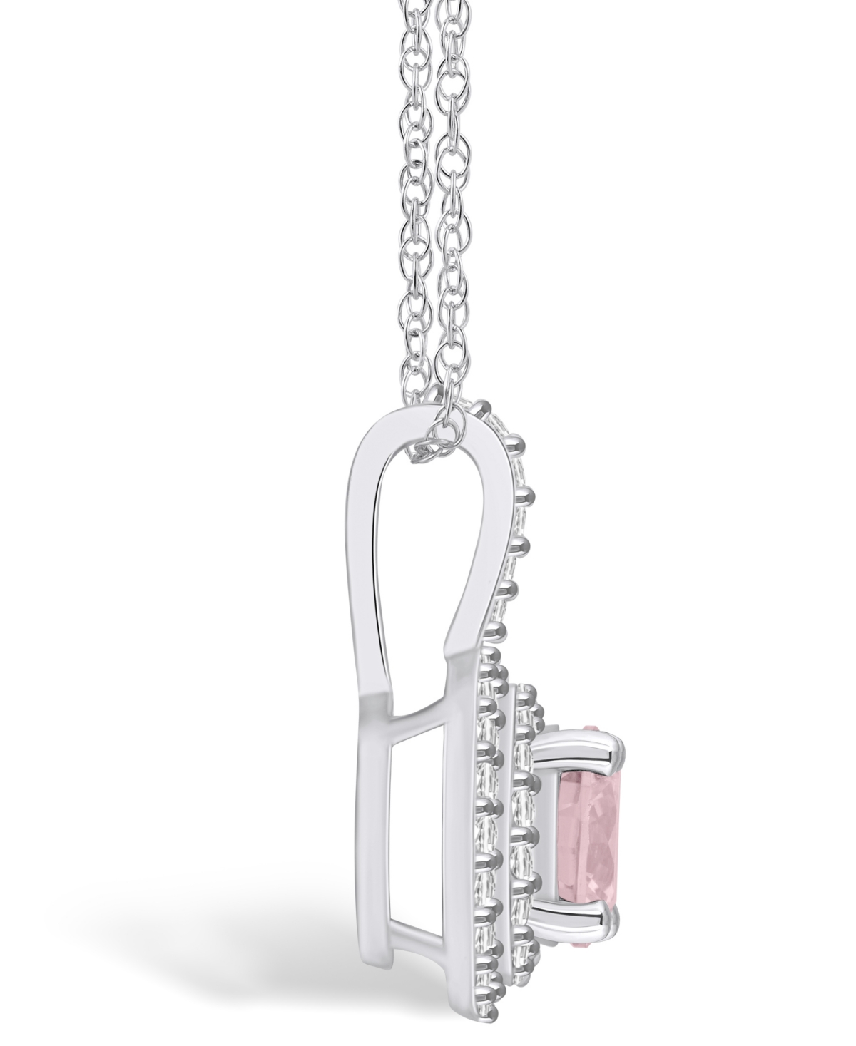 Macy's(1-1/4 Ct. T.w.) and Diamond (3/8 Ct. T.w.) Halo Pendant Necklace in 14K White Gold - Morganite