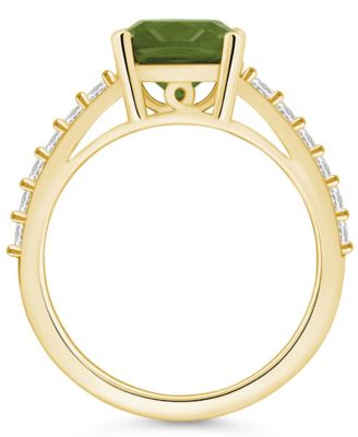 Peridot (2-3/8 Ct. T.W.) and Diamond (1/3 Ct. T.W.) Ring in 14K Yellow Gold