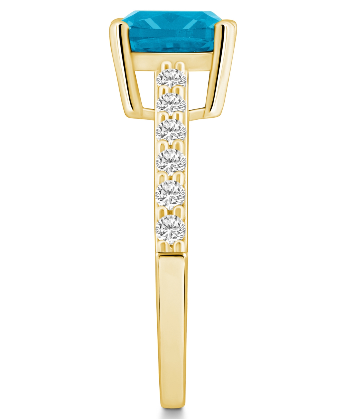 Macy's(2-3/4 Ct. T.w.) and Diamond (1/3 Ct. T.w.) Ring in 14K Yellow Gold - Blue Topaz