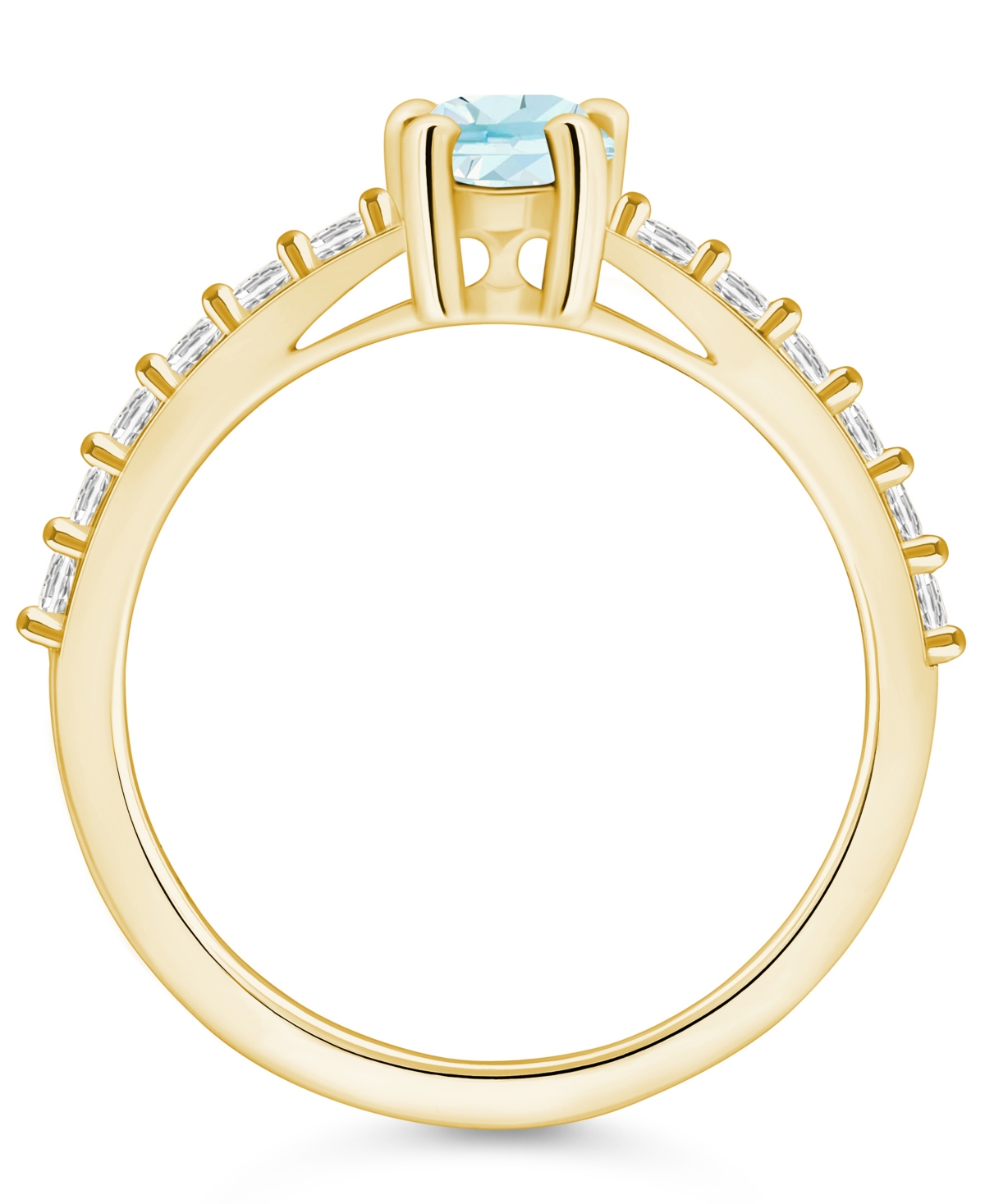 Macy's(3/4 Ct. T.w.) and Diamond (1/3 Ct. T.w.) Ring in 14K Yellow Gold - Aquamarine