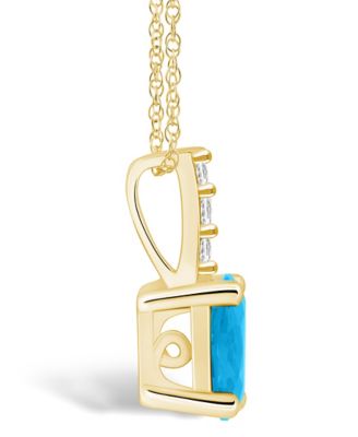 Blue Topaz (1-5/8 Ct. T.W.) and Diamond Accent Pendant Necklace in 14K Yellow Gold