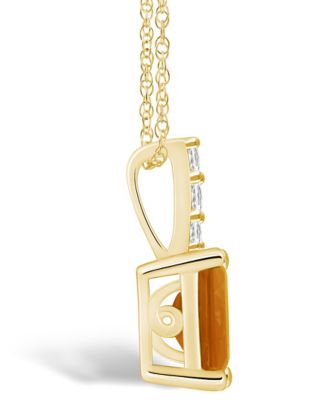 Citrine (1-5/8 Ct. T.W.) and Diamond Accent Pendant Necklace in 14K Yellow Gold