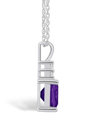 Amethyst (2 Ct. T.W.) and Diamond (1/10 Ct. T.W.) Pendant Necklace in 14K White Gold