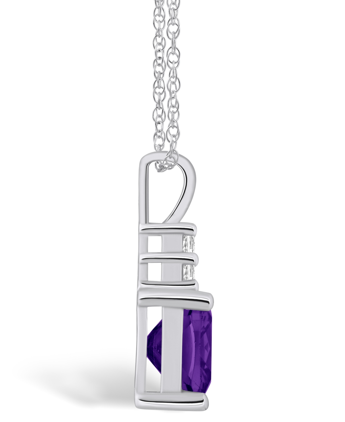 Macy's(2 Ct. T.w.) and Diamond (1/10 Ct. T.w.) Pendant Necklace in 14K White Gold - Amethyst