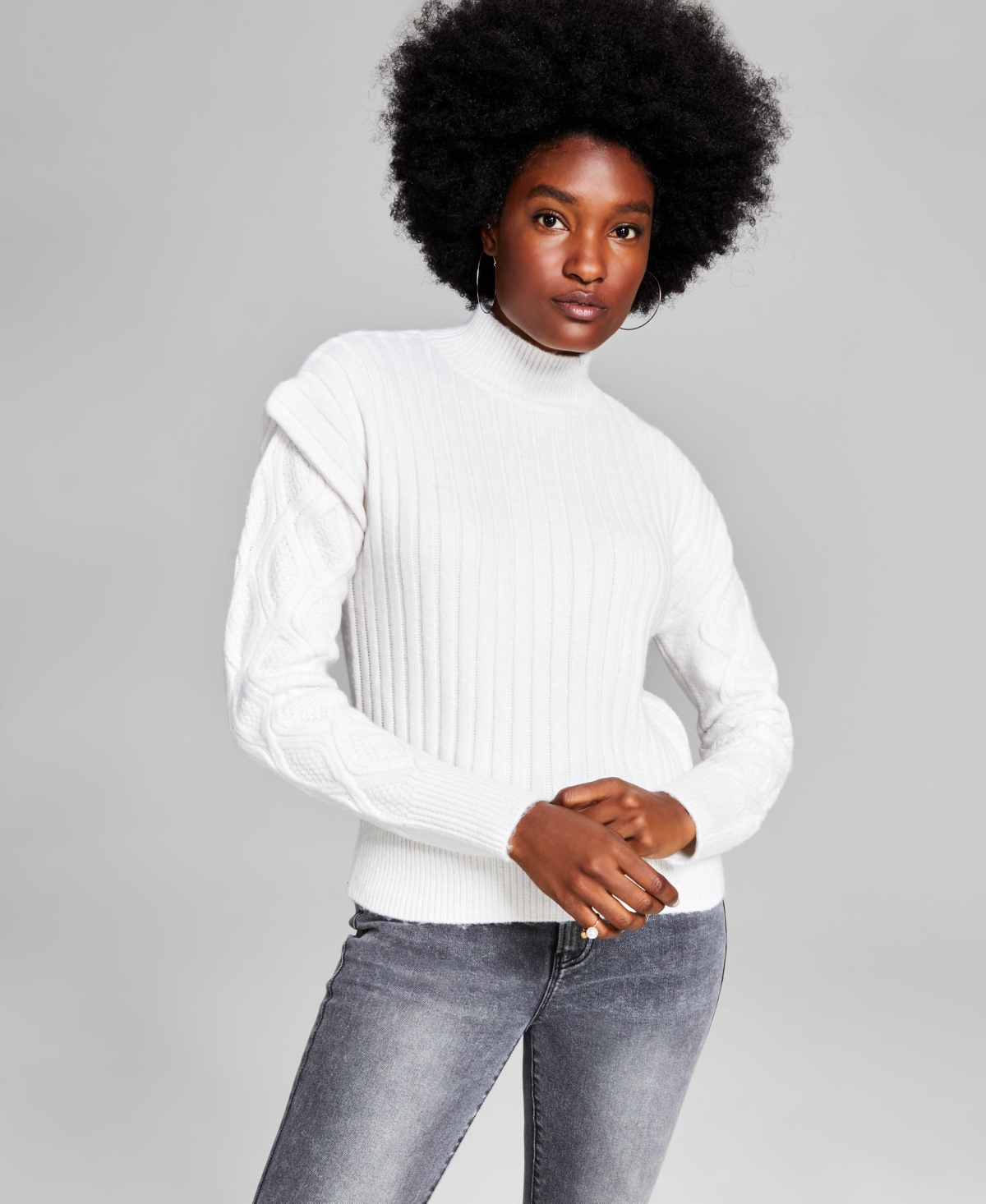 And Now This Women's Puff-Shoulder Long-Sleeve Sweater