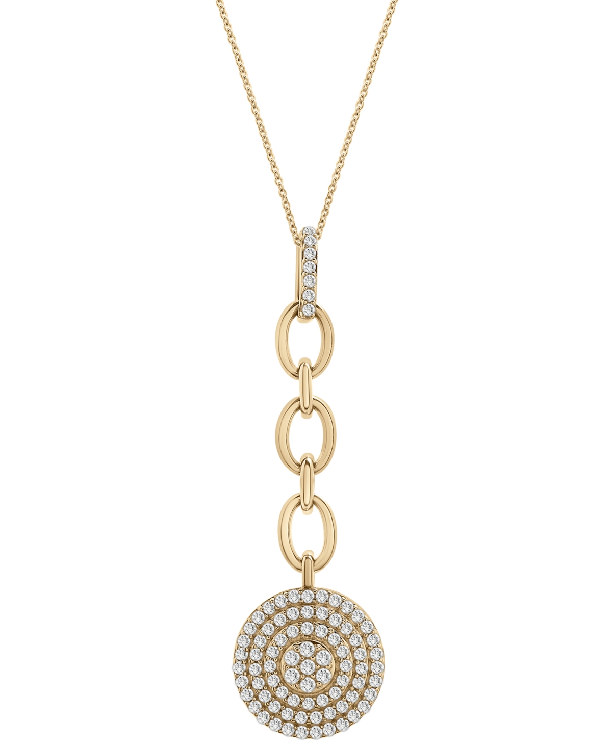 Diamond Circle Cluster Pendant Necklace (3/4 ct. t.w.) in 14k Gold, 16" + 4" extender, Created for Macy's - Yellow Gold