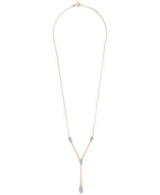 Diamond Cluster Elongated Lariat Necklace (1/2 ct. t.w.) in 14k Gold, 16" + 2" extender, Created for Macy's