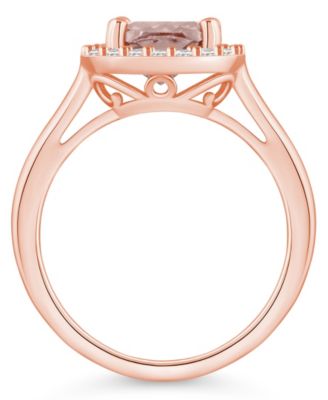 Morganite (2 ct. t.w.) and Diamond (1/4 ct. t.w.) Halo Ring in 14K Rose Gold