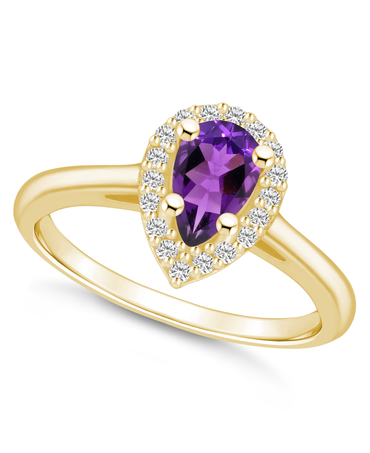 Macy's Amethyst (7/8 Ct. T.w.) And Diamond (1/5 Ct. T.w.) Halo Ring In 14k Yellow Gold In Purple