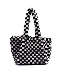 Women's Ella Checkerboard Fluff Tote Bag