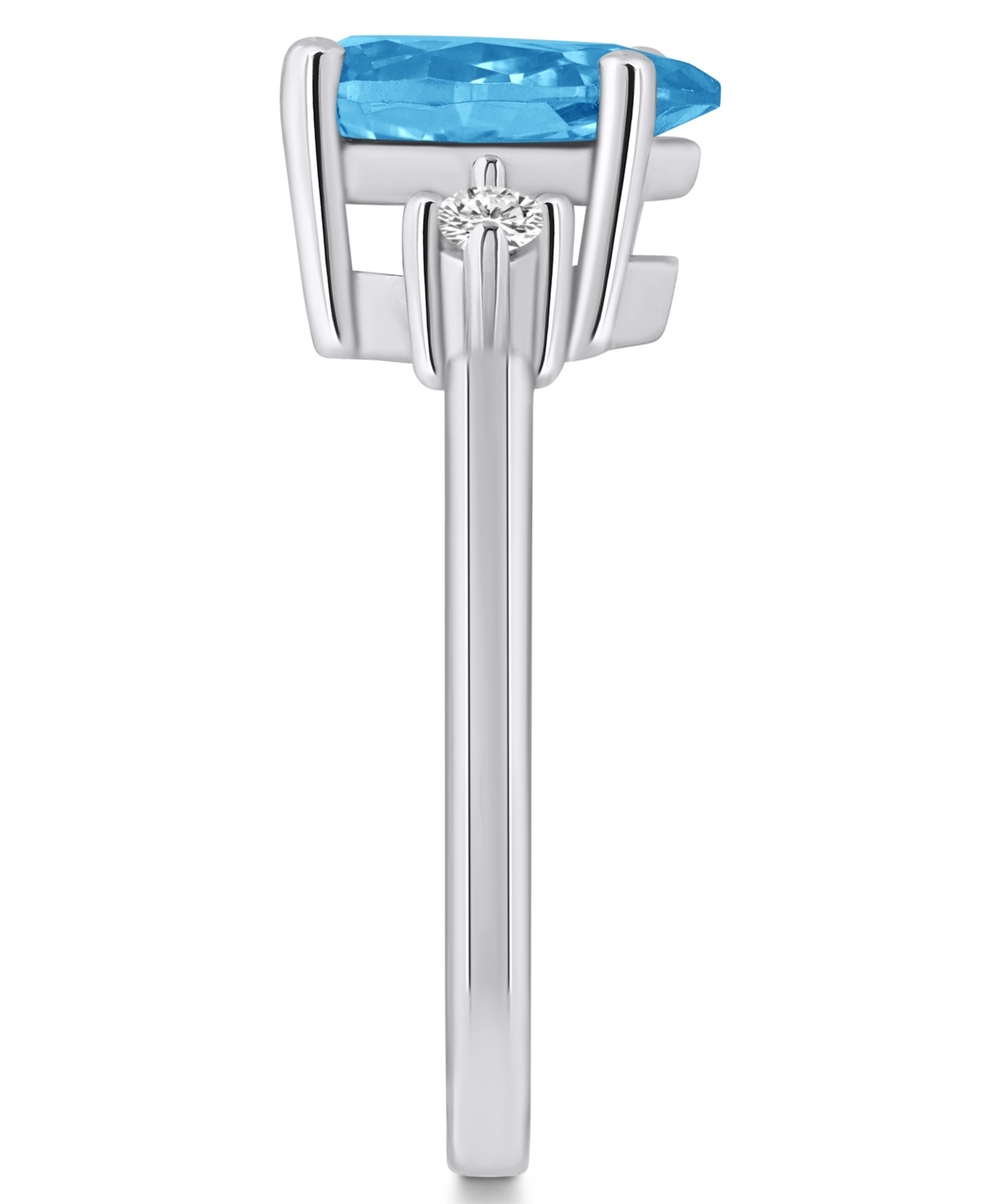Macy'sand Diamond Ring (2-1/2 ct.t.w and 1/10 ct.t.w) 14K White Gold - Blue Topaz