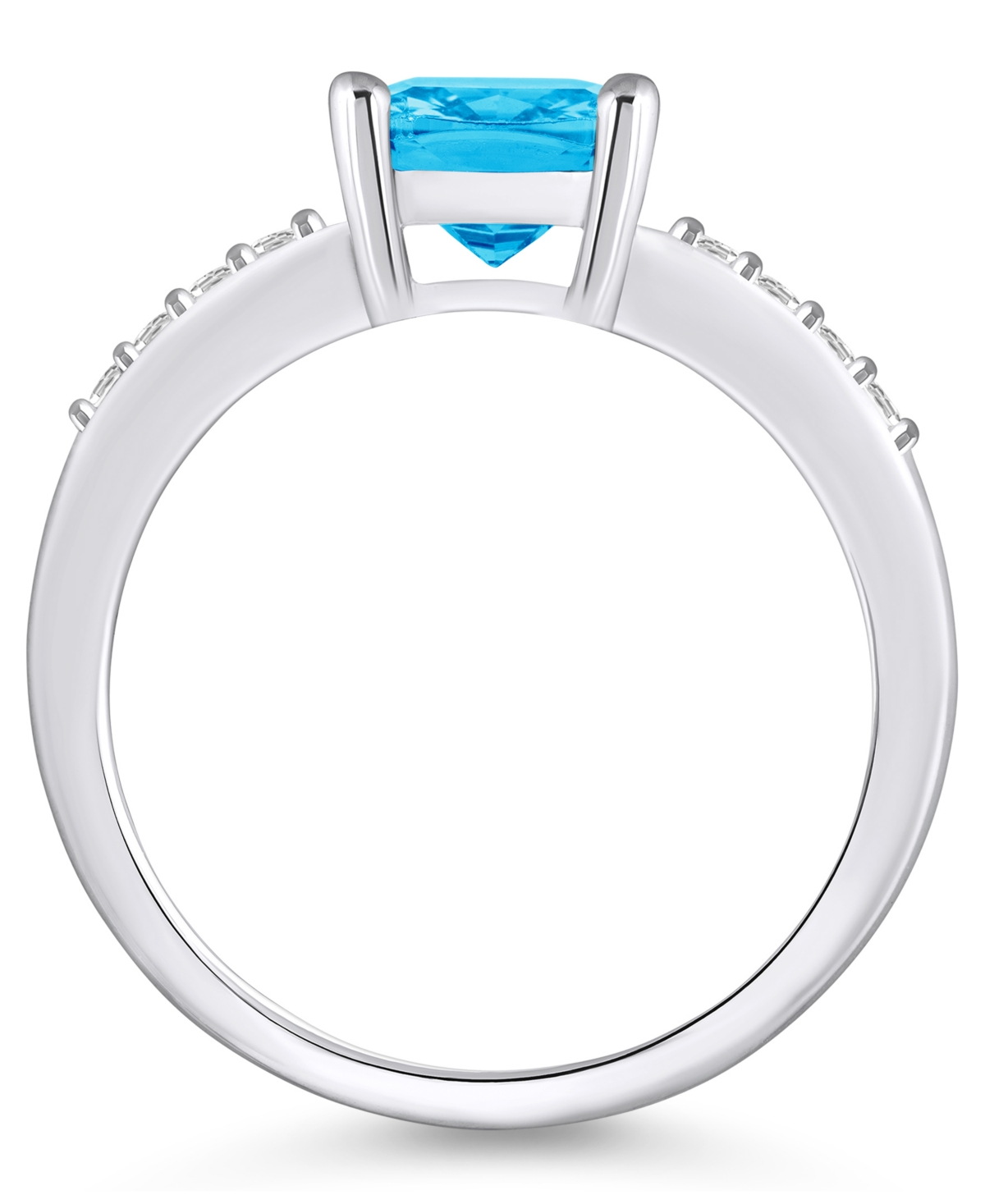Macy'sand Diamond Ring (2-3/4 ct.t.w and 1/8 ct.t.w) 14K White Gold - Blue Topaz