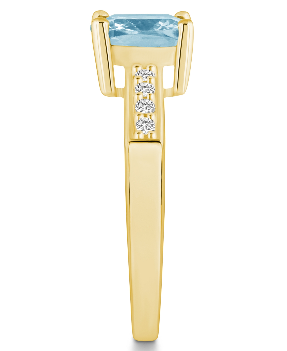 Macy'sand Diamond Ring (2 ct.t.w and 1/8 ct.t.w) 14K Yellow Gold - Aquamarine