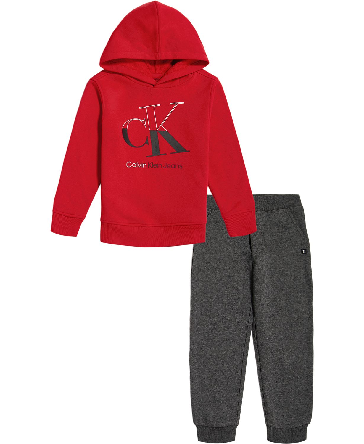 Toddler Boys Fleece Half-Full Monogram Hoodie and Joggers, 2 Piece Set