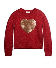Big Girls Sequin Heart Graphic Sweater, Created For Macy's 