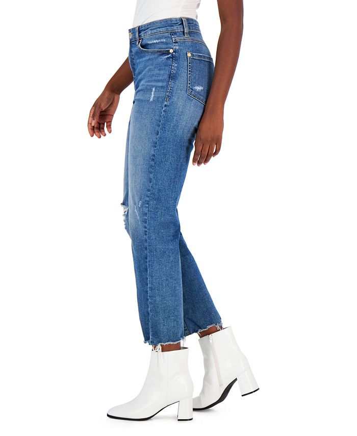 INC International Concepts Women's HighRise Distressed StraightLeg Jeans, Created for Macy's