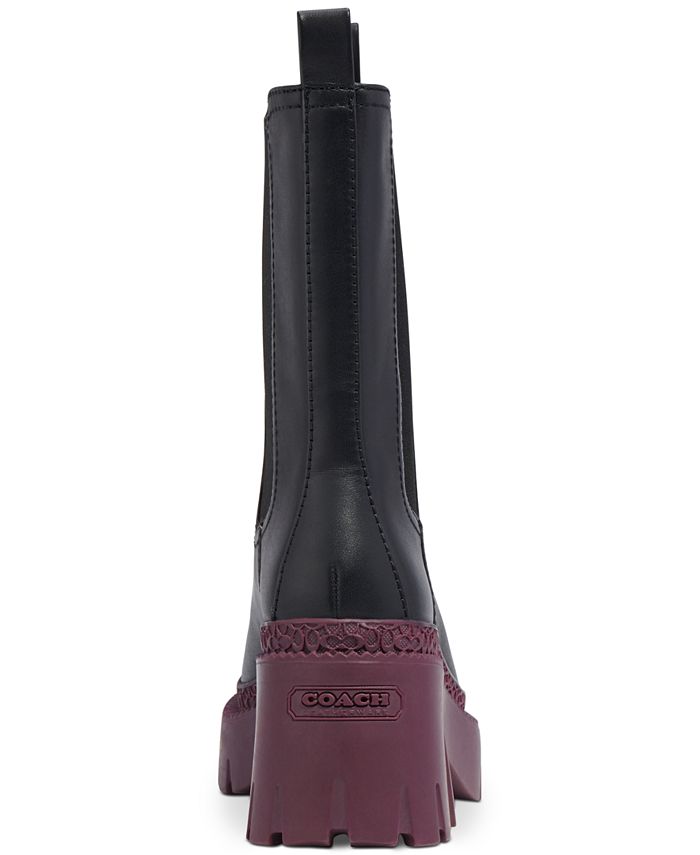 ellerey leather block heel lug sole chelsea booties