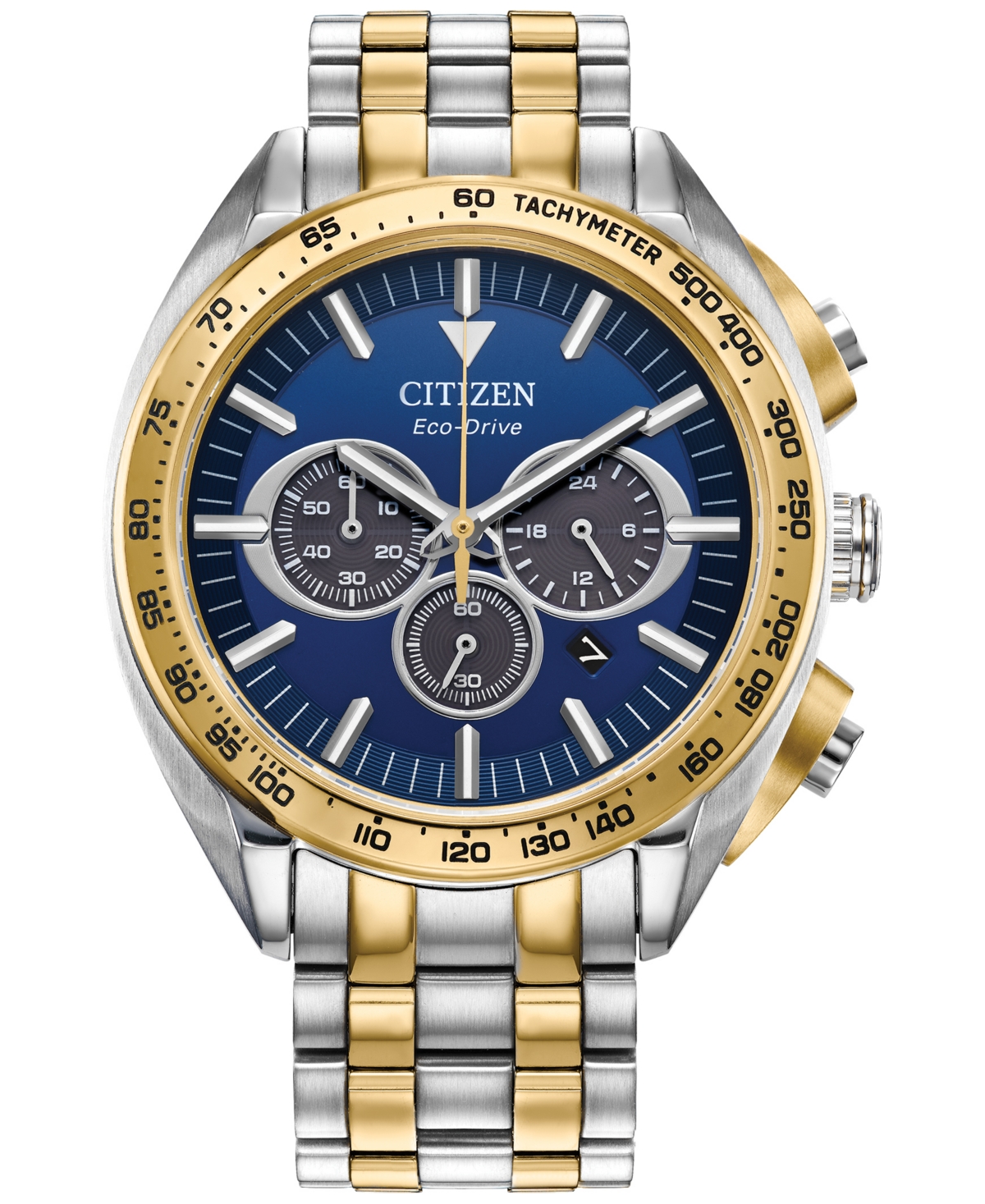 Eco-Drive Men's Chronograph Sport Luxury Two-Tone Stainless Steel Bracelet Watch 43mm - Blue