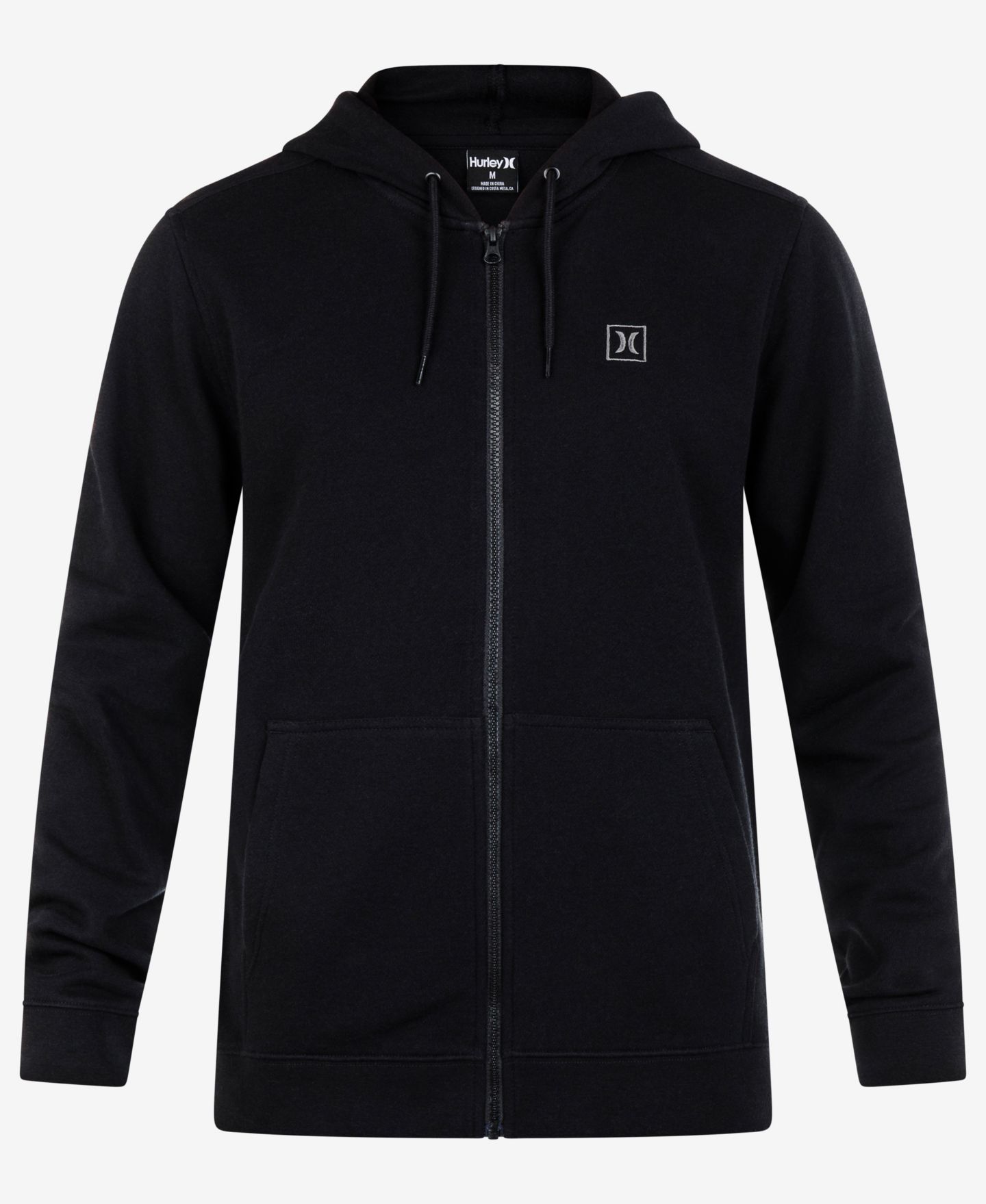 Мужское худи Hurley Icon Chest Logo Full Zip Hooded, цвет: Чёрный — фото 3