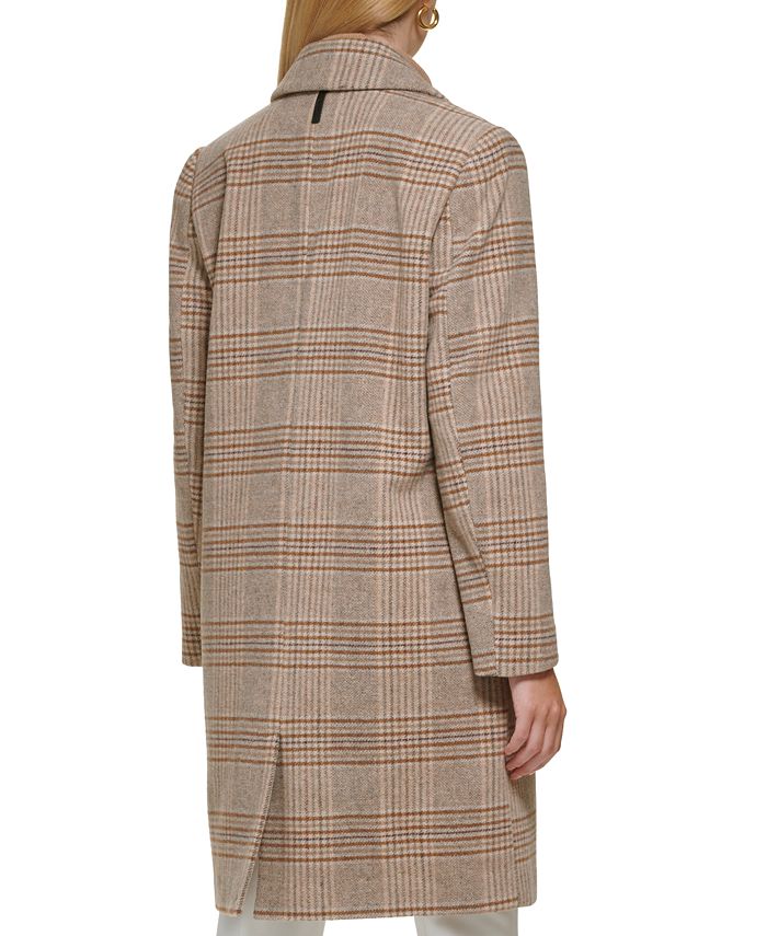 DKNY Women's Plaid Walker Coat, Created for Macy's & Reviews - Coats ...