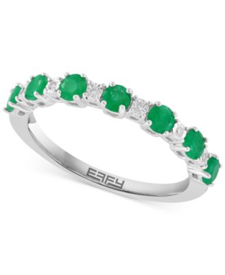 EFFY Collection - Emerald (5/8 ct. t.w.) & Diamond Accent Stacking Ring in Sterling Silver