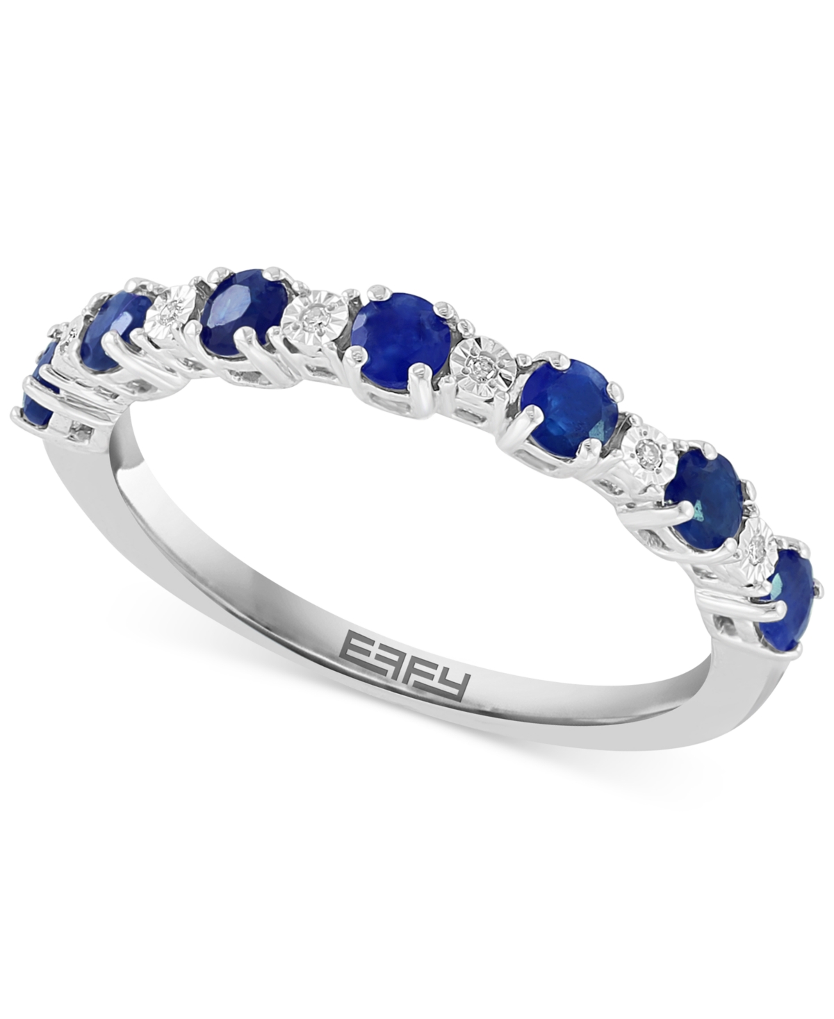 Shop Effy Collection Effy Sapphire & Diamond Accent Stacking Ring In Sterling Silver (also Available In Ruby And Emerald)