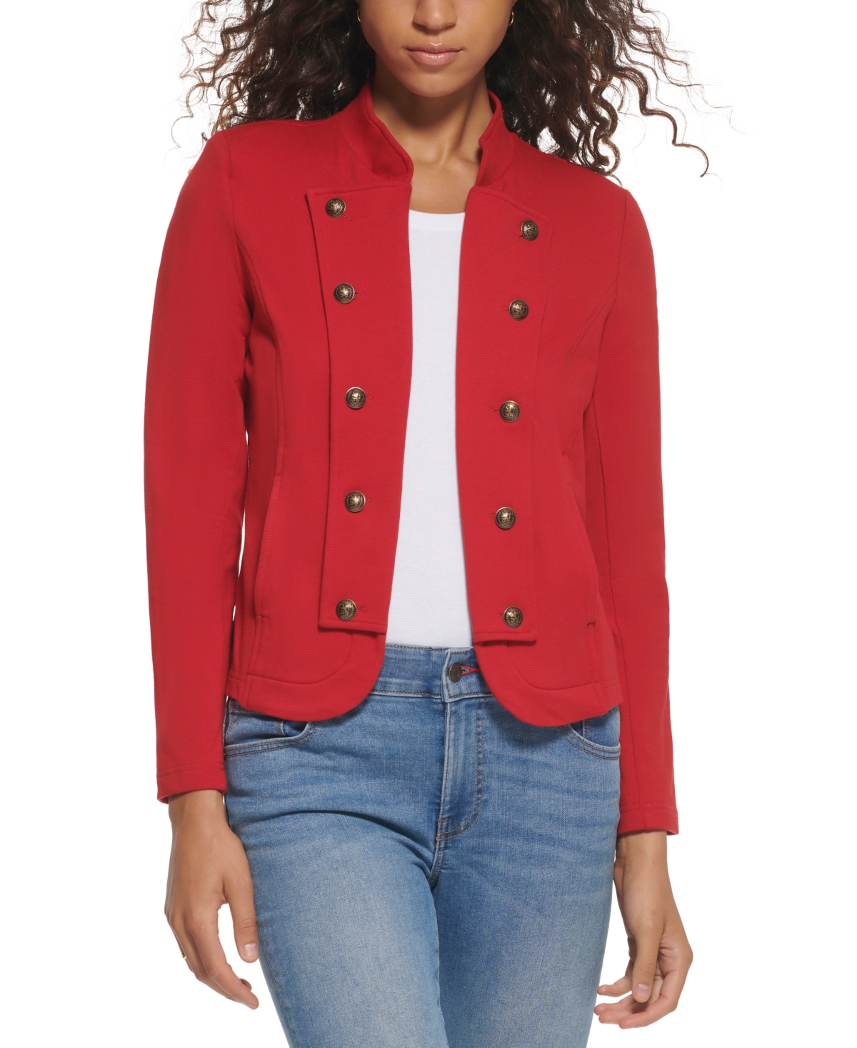 Tommy Hilfiger Plus Military Band Jacket, Chili Pepper, Size 2x