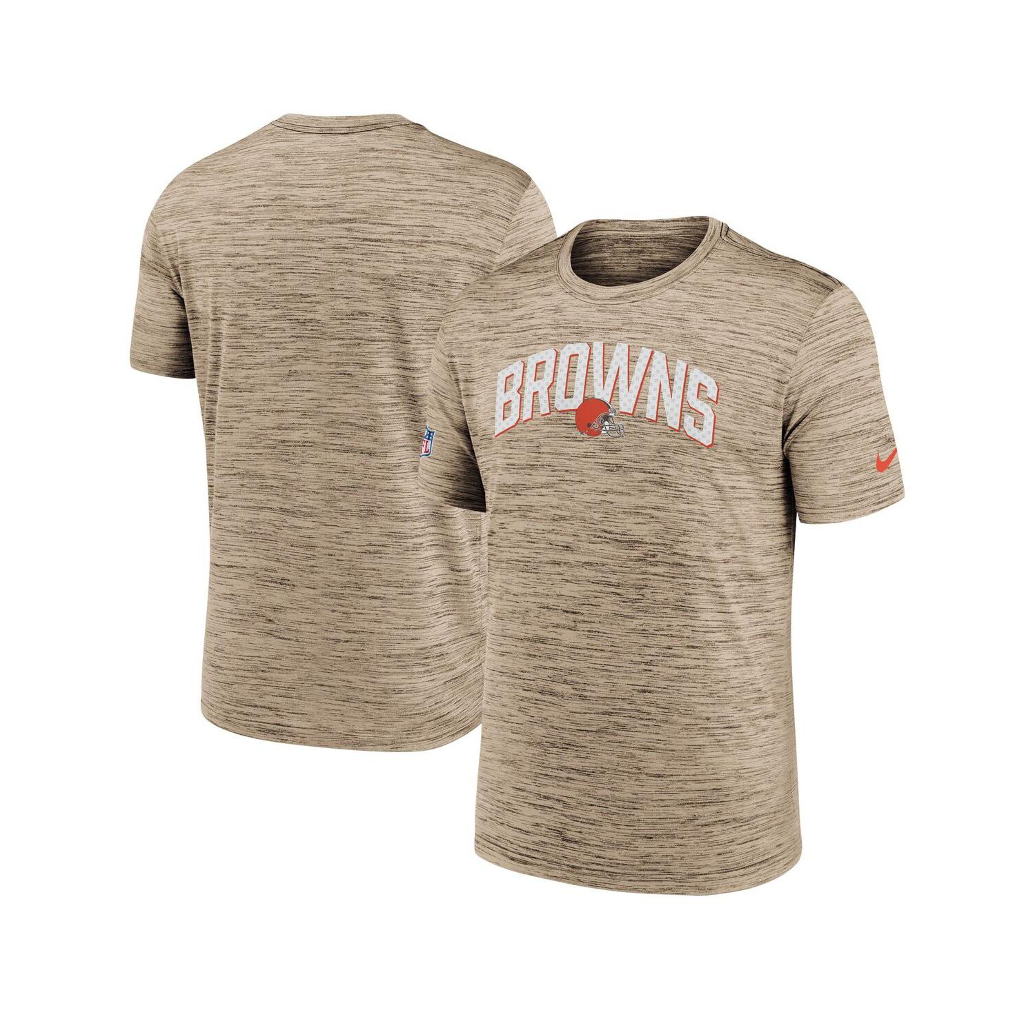 Men's Brown Cleveland Browns Sideline Velocity Athletic Stack Performance T-shirt