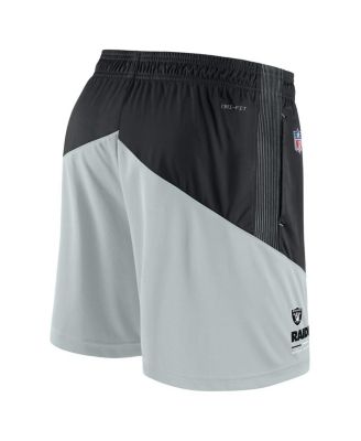 Men's Black, Silver Las Vegas Raiders Sideline Primary Lockup Performance Shorts