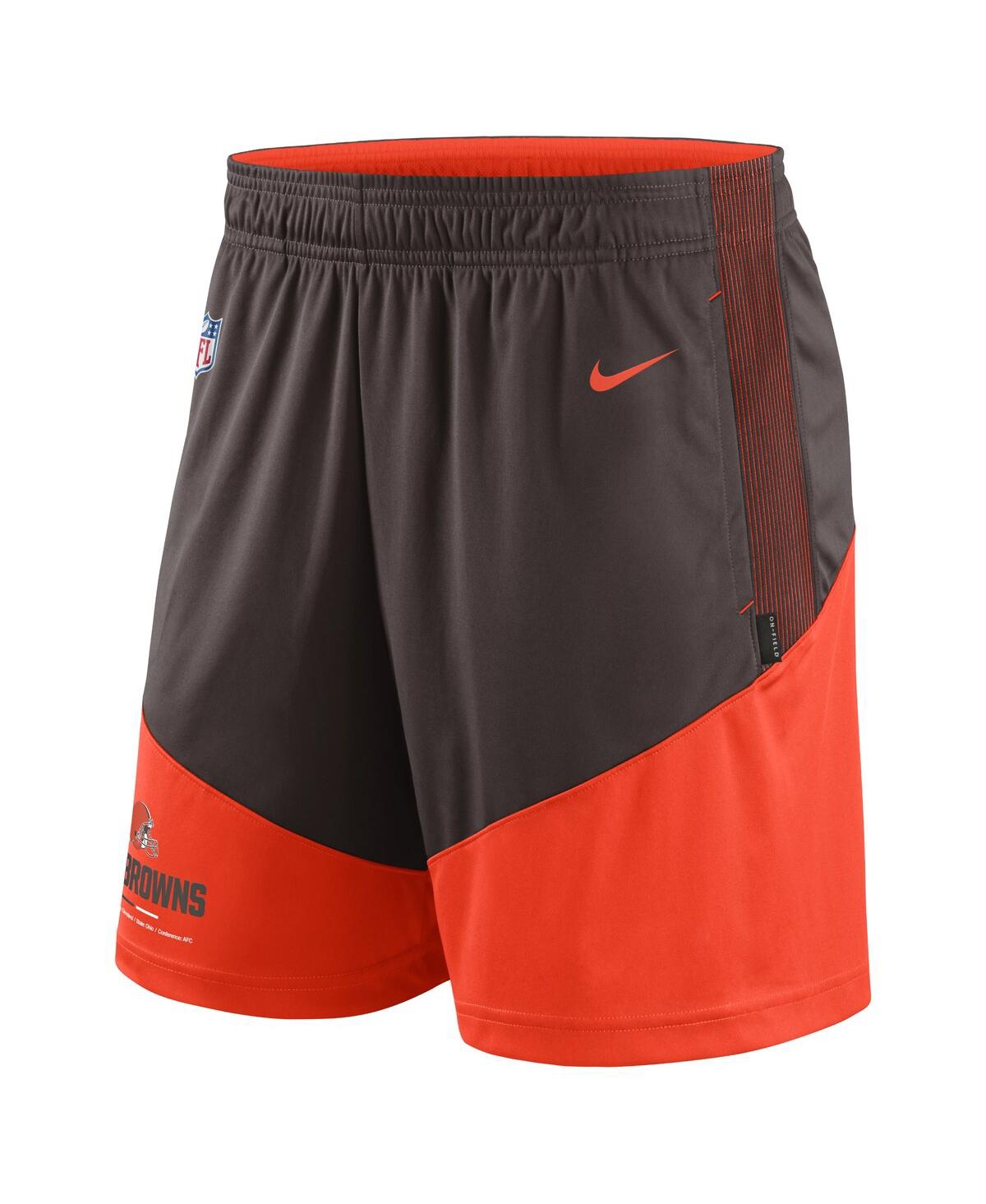 Shop Nike Men's  Brown, Orange Cleveland Browns Primary Lockup Performance Shorts In Brown,orange