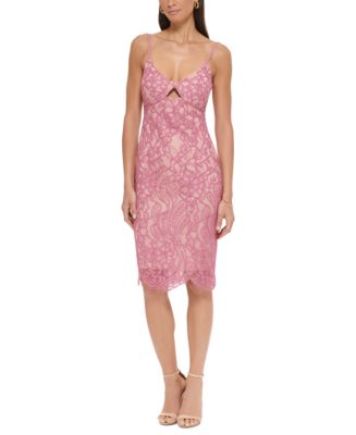 GUESS Women's Border-Scallop Corded Lace Cutout Dress - Macy's