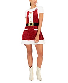 Juniors' Sparkle Mini Santa Dress