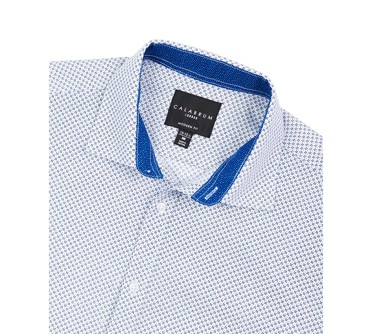 Shop Calabrum Men's Regular Fit Mini Neat Print Wrinkle Free Performance Dress Shirt In Blue