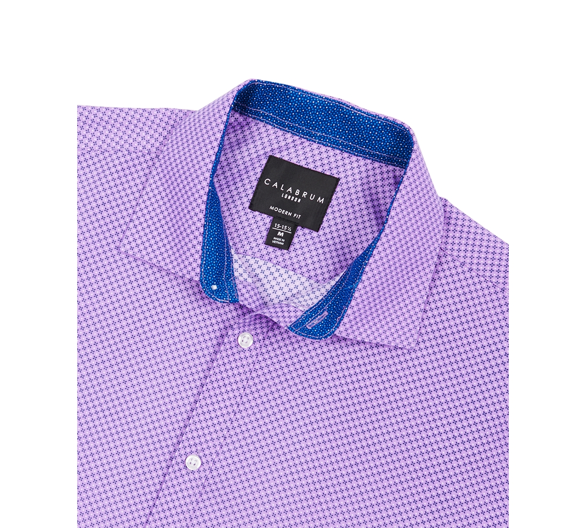 Shop Calabrum Men's Regular Fit Mini Neat Print Wrinkle Free Performance Dress Shirt In Lilac